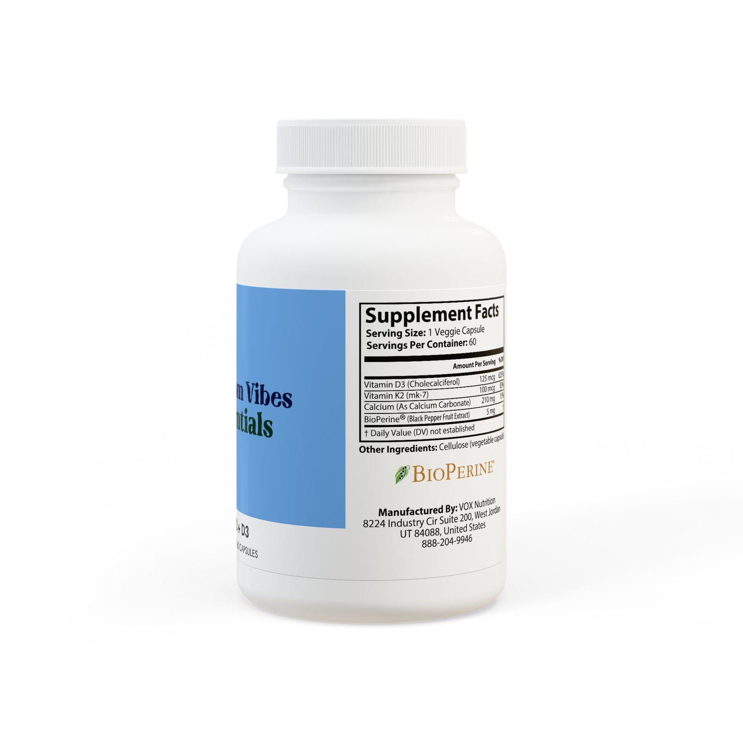 Vitamin K2 + D3 Supplement 5000 UI (60 Capsules) - by Phantom Vibes