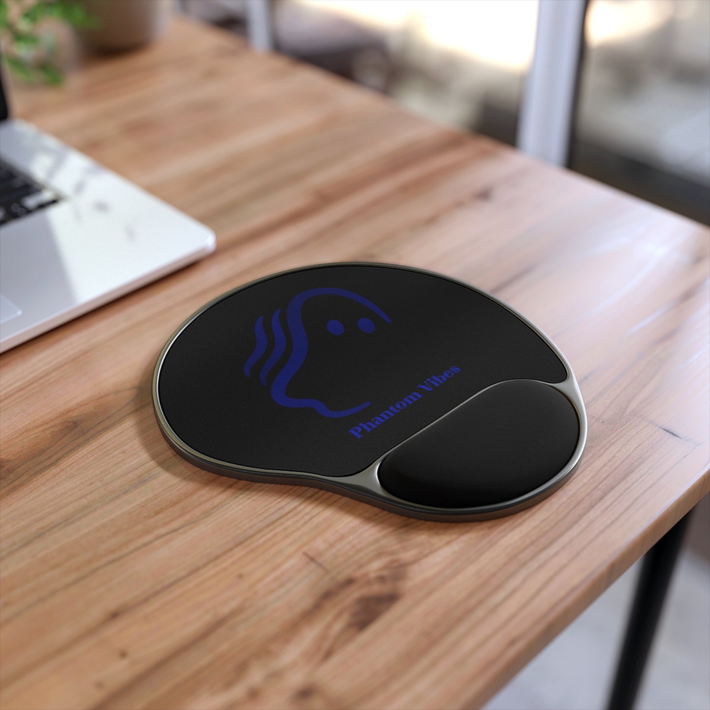 Phantom Vibes Navy Logo Mouse Pad with Wrist Rest - Ergonomic Desk Accessory for Comfort and Style