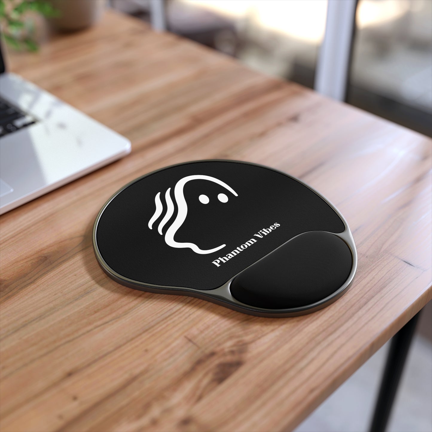 Phantom Vibes Logo Mouse Pad with Wrist Rest - Ergonomic Desk Accessory for Comfort and Style