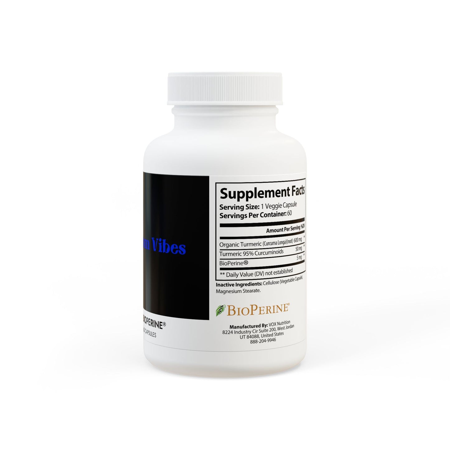 Turmeric with BioPerine® (Black Pepper Fruit Extract) Supplement (60 Capsules) - by Phantom Vibes