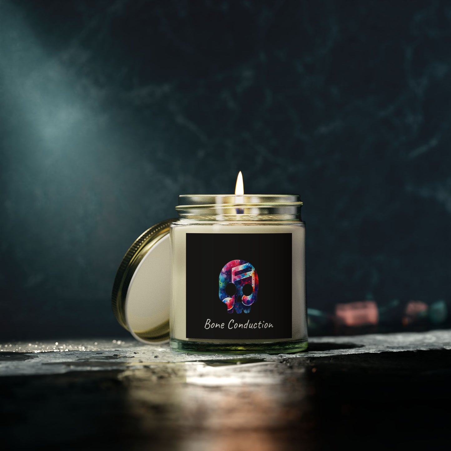 Bone Conduction Scented Candle - Coconut Apricot Wax (4oz, 9oz) - Vibrant Aromatherapy for Music Lovers