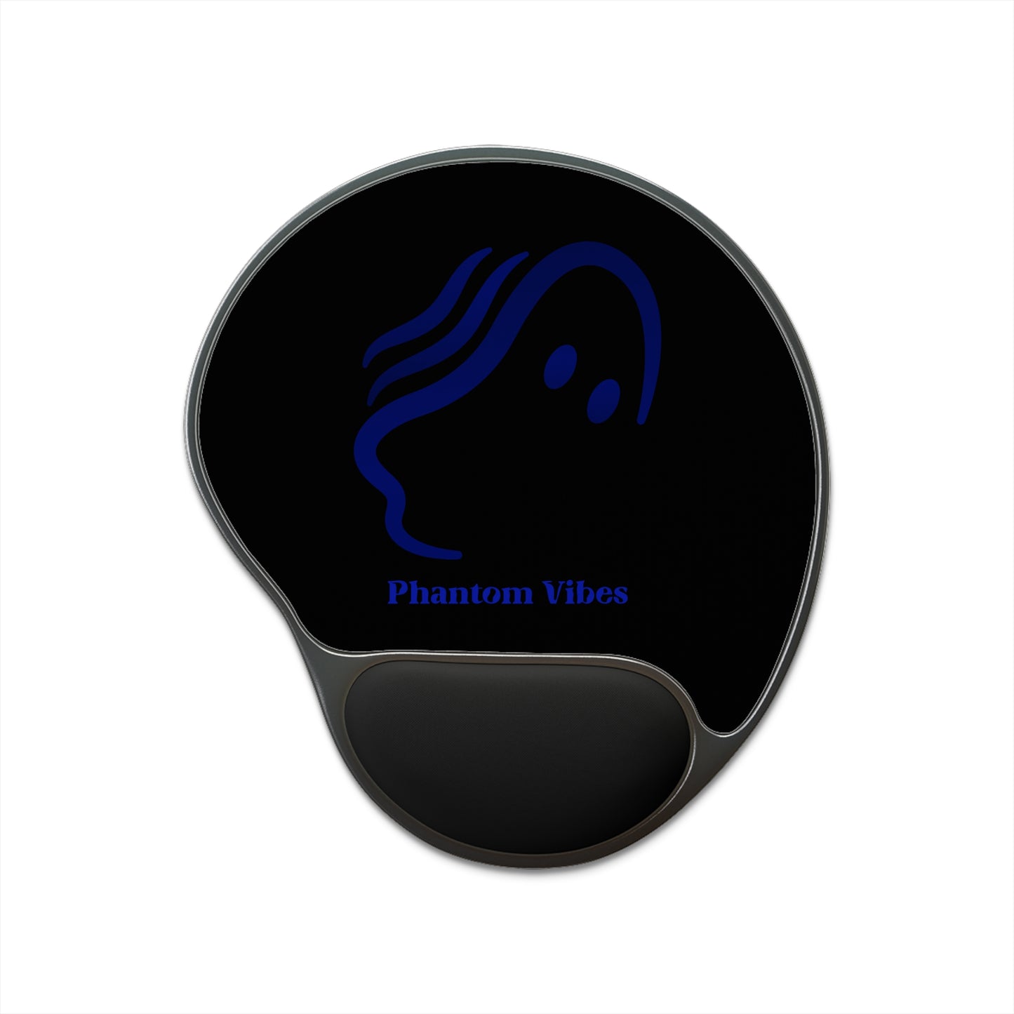 Phantom Vibes Navy Logo Mouse Pad with Wrist Rest - Ergonomic Desk Accessory for Comfort and Style
