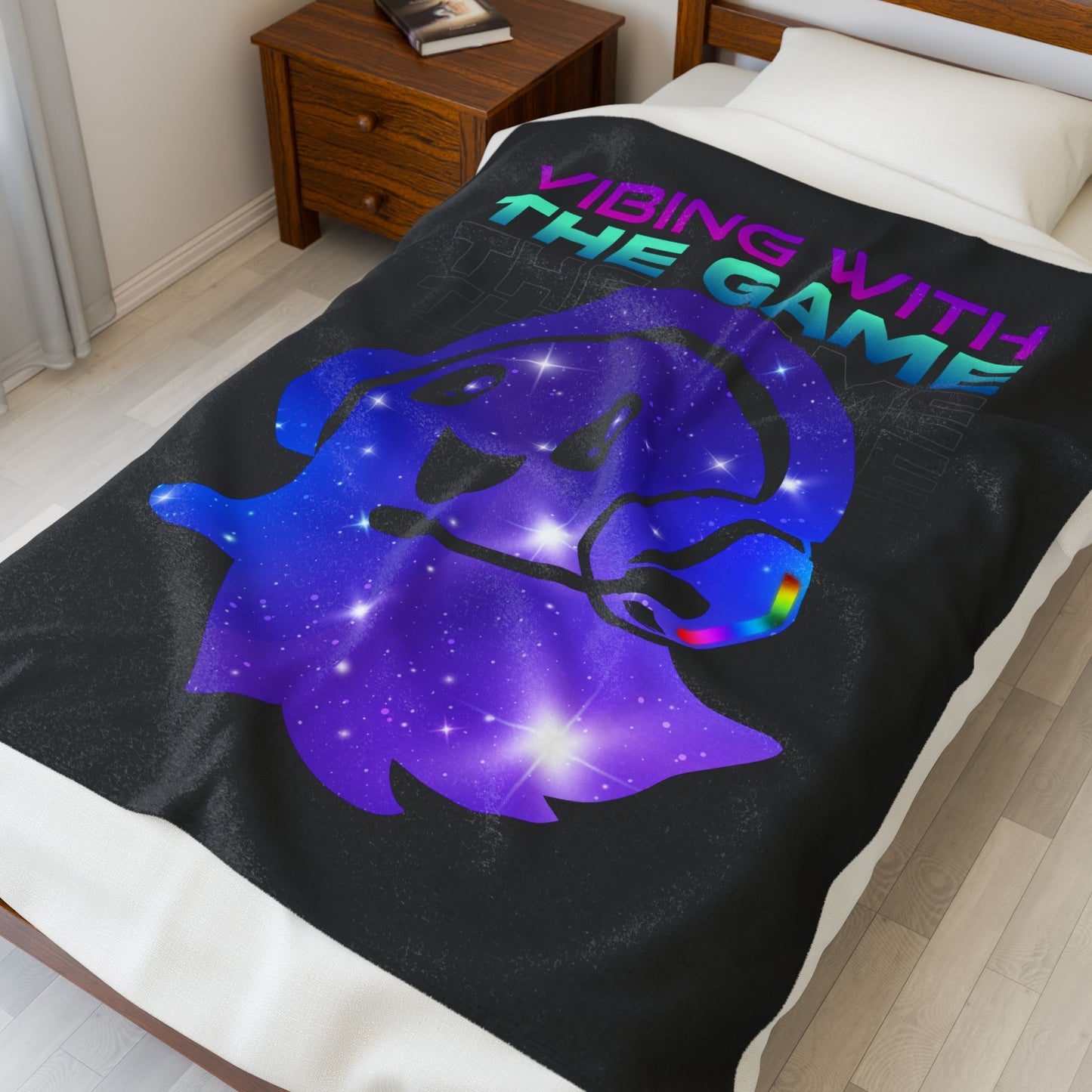 Plush Blanket - Piezo the Ghost in Nebula Design