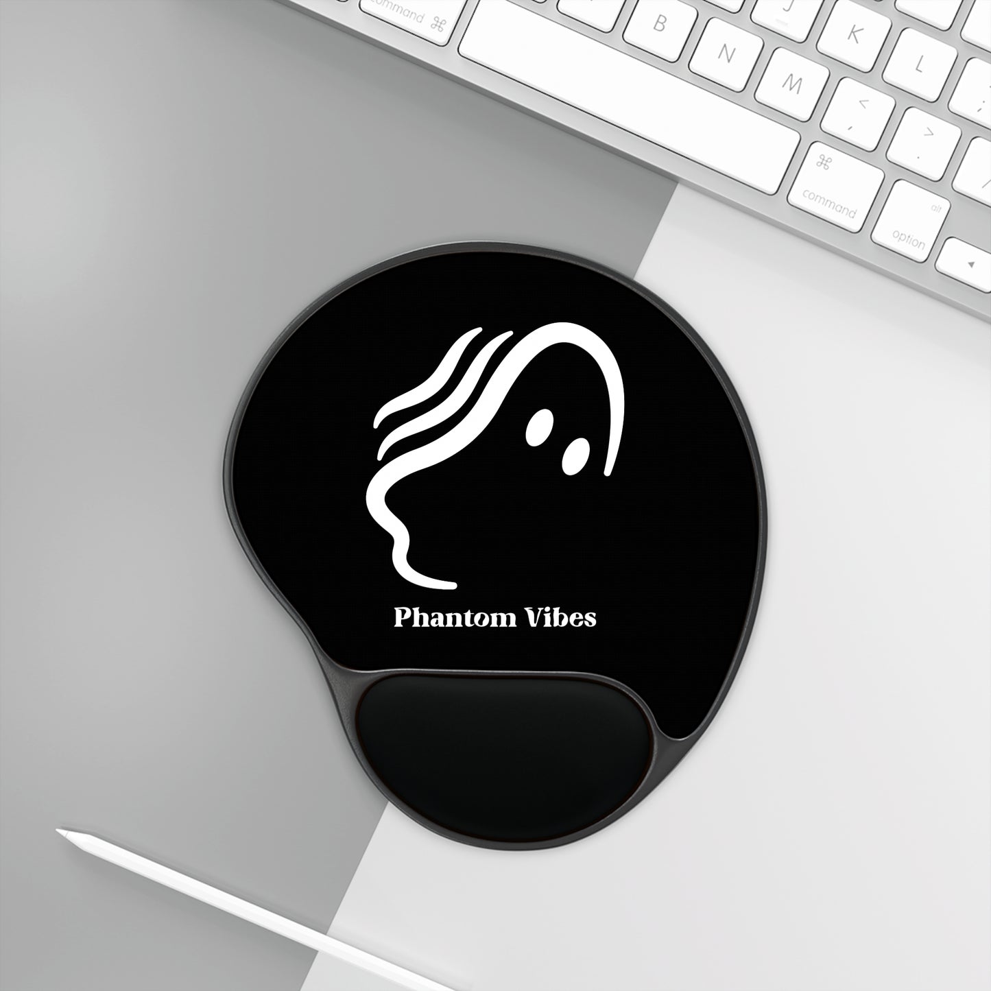 Phantom Vibes Logo Mouse Pad with Wrist Rest - Ergonomic Desk Accessory for Comfort and Style