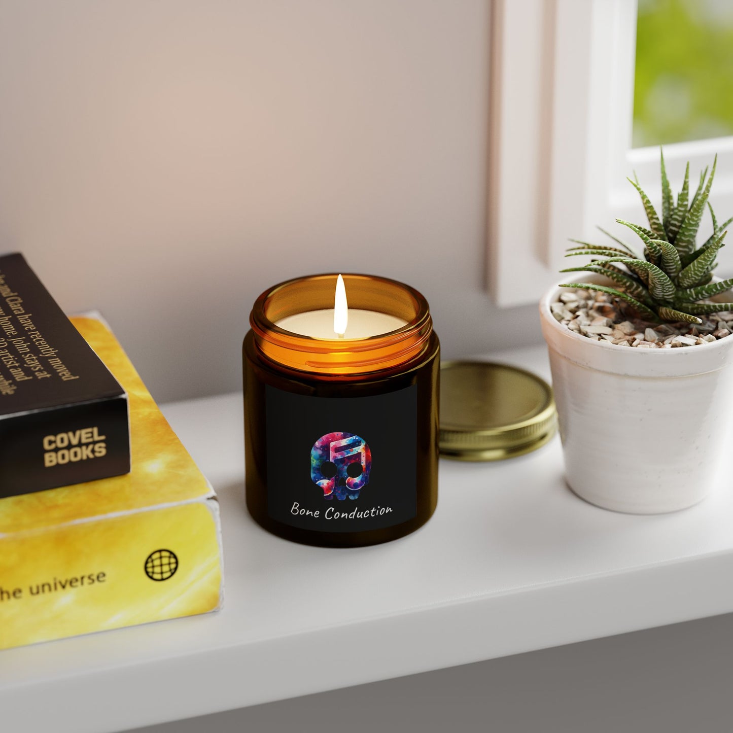 Bone Conduction Scented Candle - Coconut Apricot Wax (4oz, 9oz) - Vibrant Aromatherapy for Music Lovers