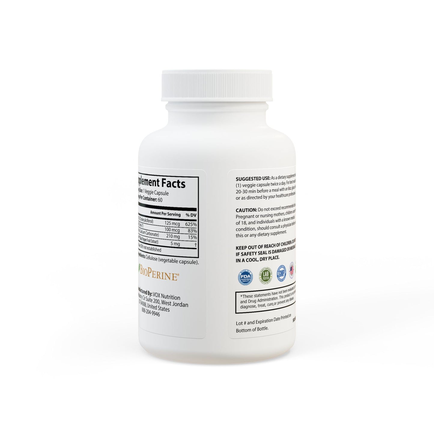 Vitamin K2 + D3 Supplement (60 Capsules) - by Phantom Vibes