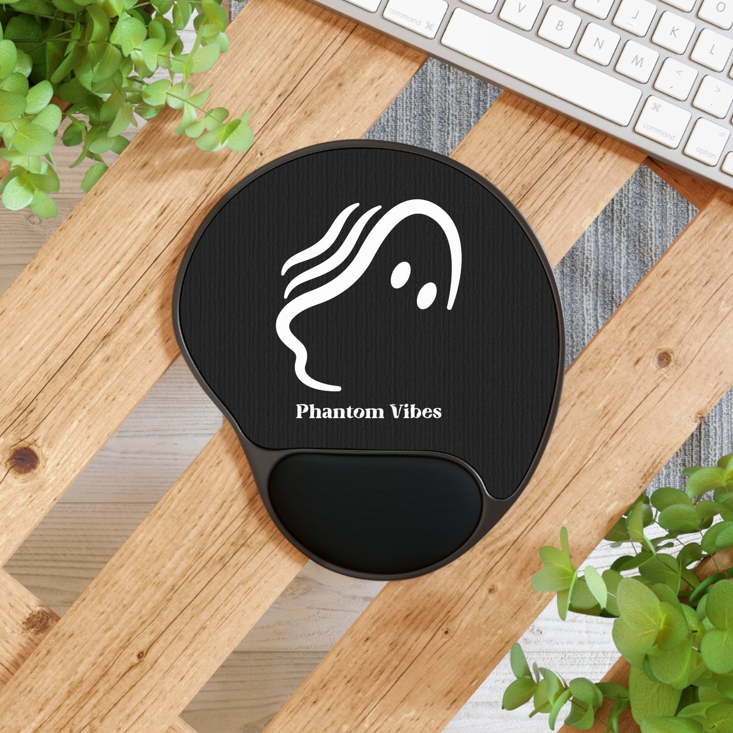 Phantom Vibes Logo Mouse Pad with Wrist Rest - Ergonomic Desk Accessory for Comfort and Style
