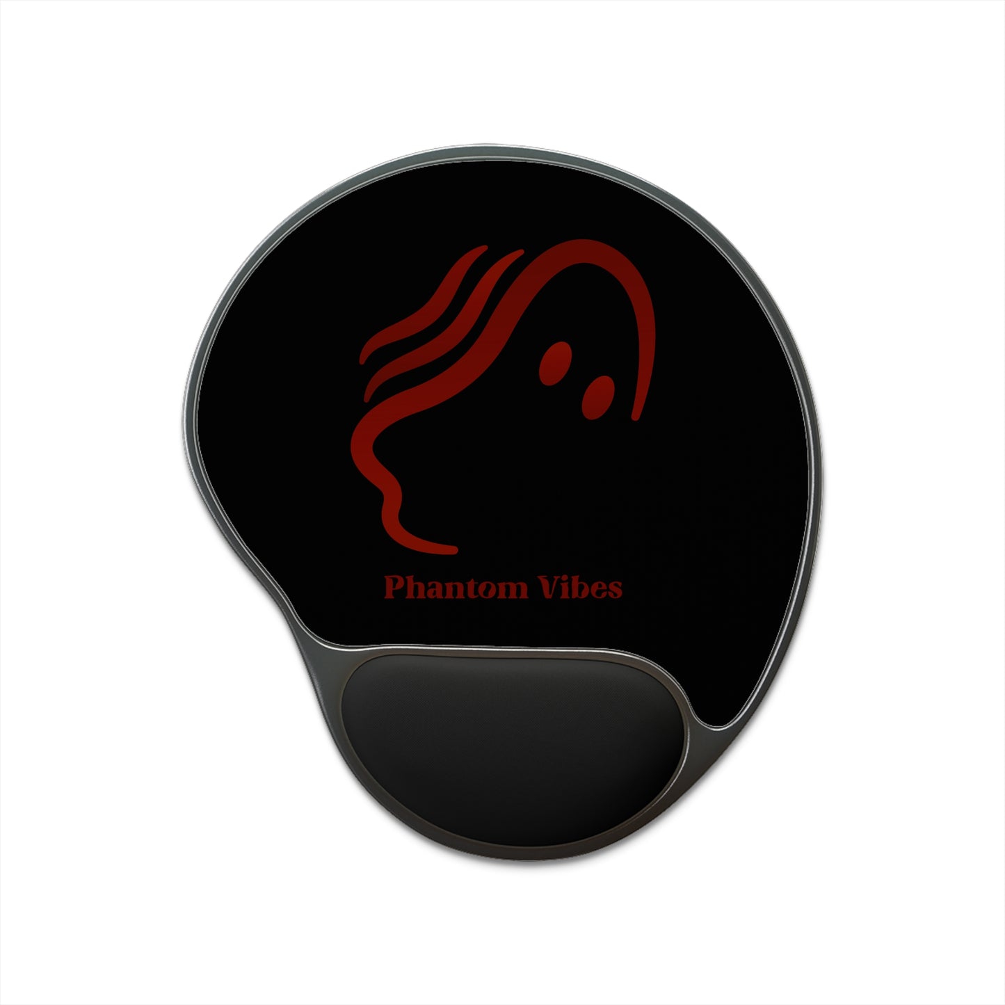 Phantom Vibes Light Red Logo Mouse Pad with Wrist Rest - Ergonomic Desk Accessory for Comfort and Style
