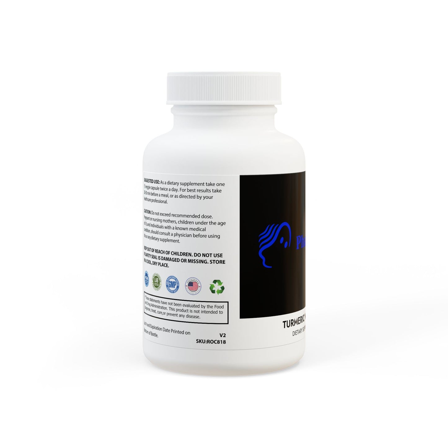 Turmeric with BioPerine® (Black Pepper Fruit Extract) Supplement (60 Capsules) - by Phantom Vibes