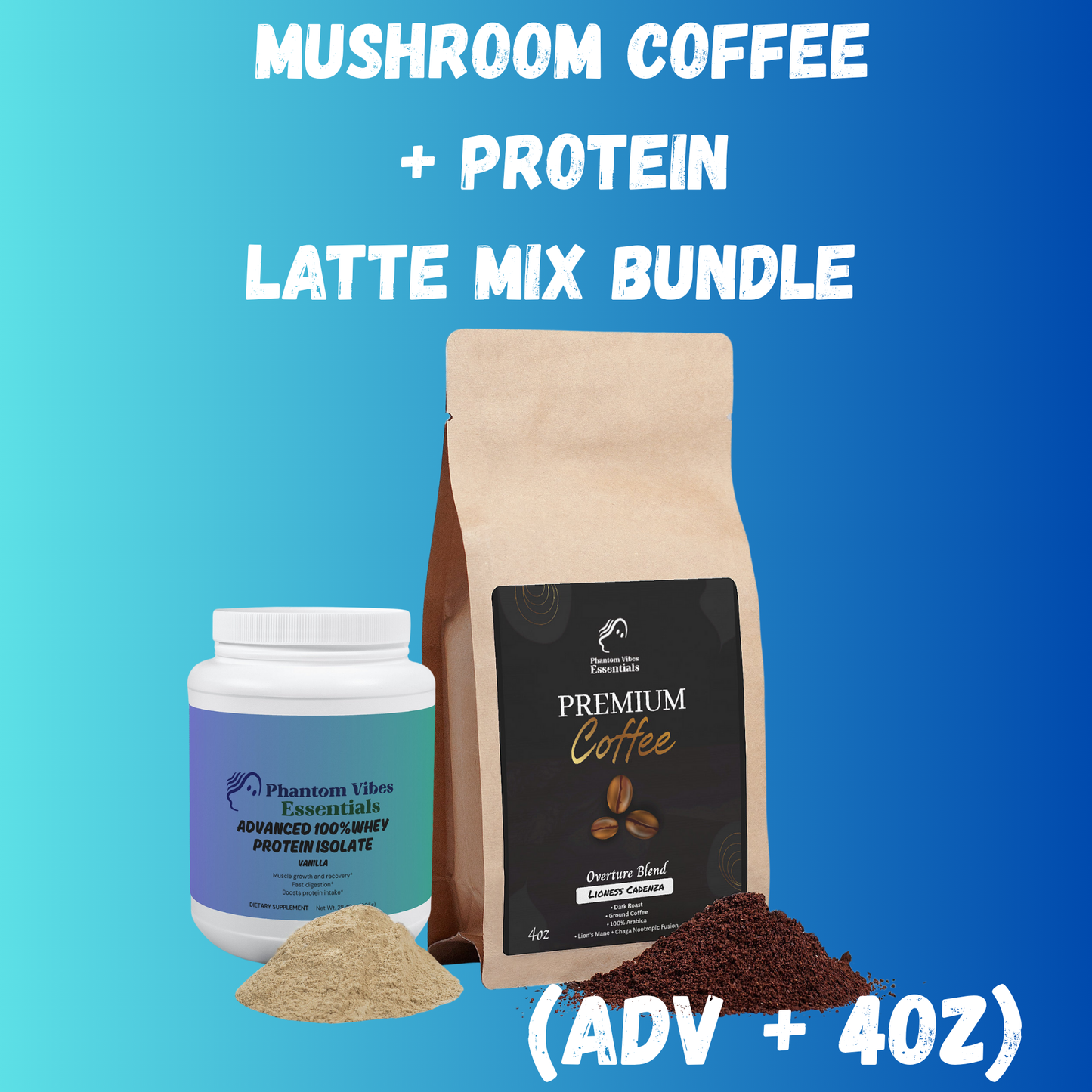 Mushroom Coffee Latte Protein Mix Bundle (Adv + 4oz)