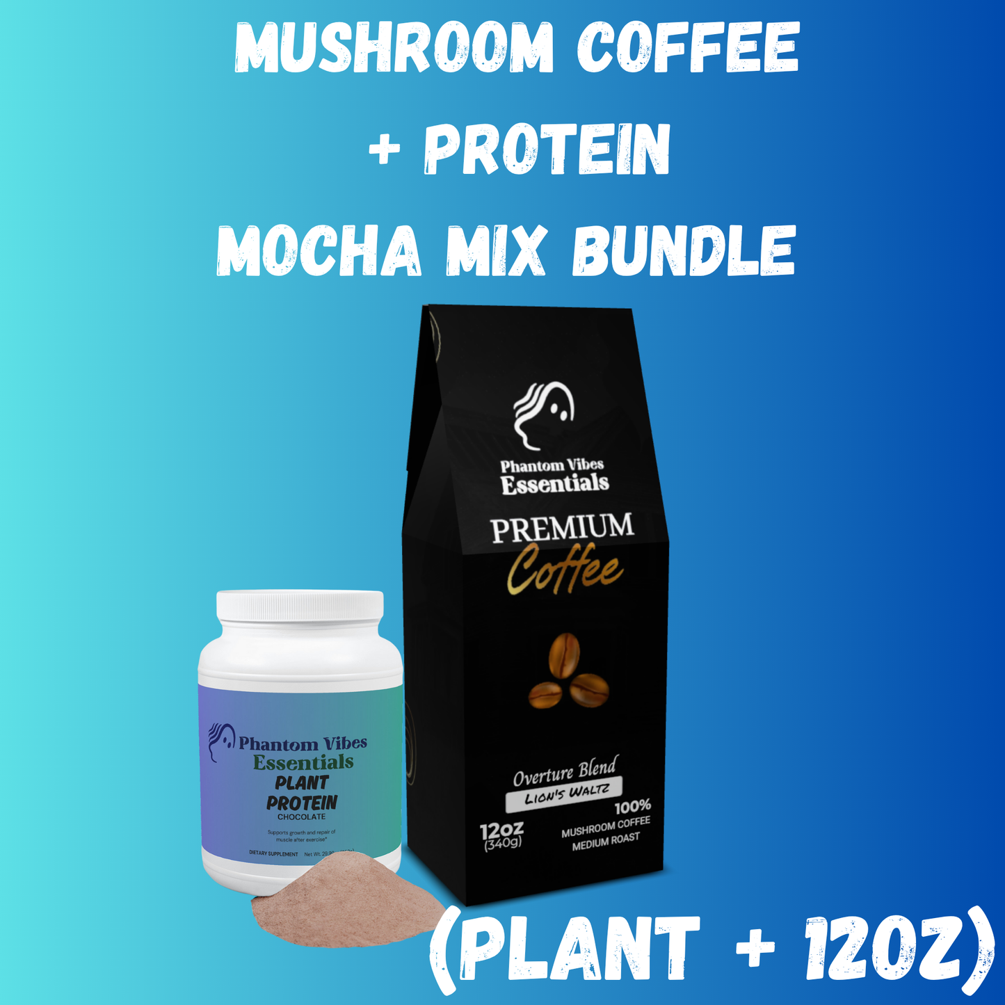 Mushroom Coffee Mocha Protein Mix Bundle (Plant + 12oz)