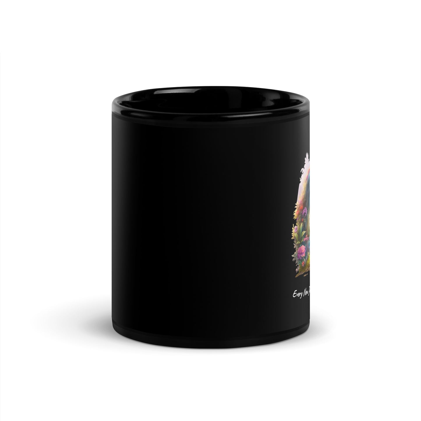 Begins With A Step | Black Glossy Mug