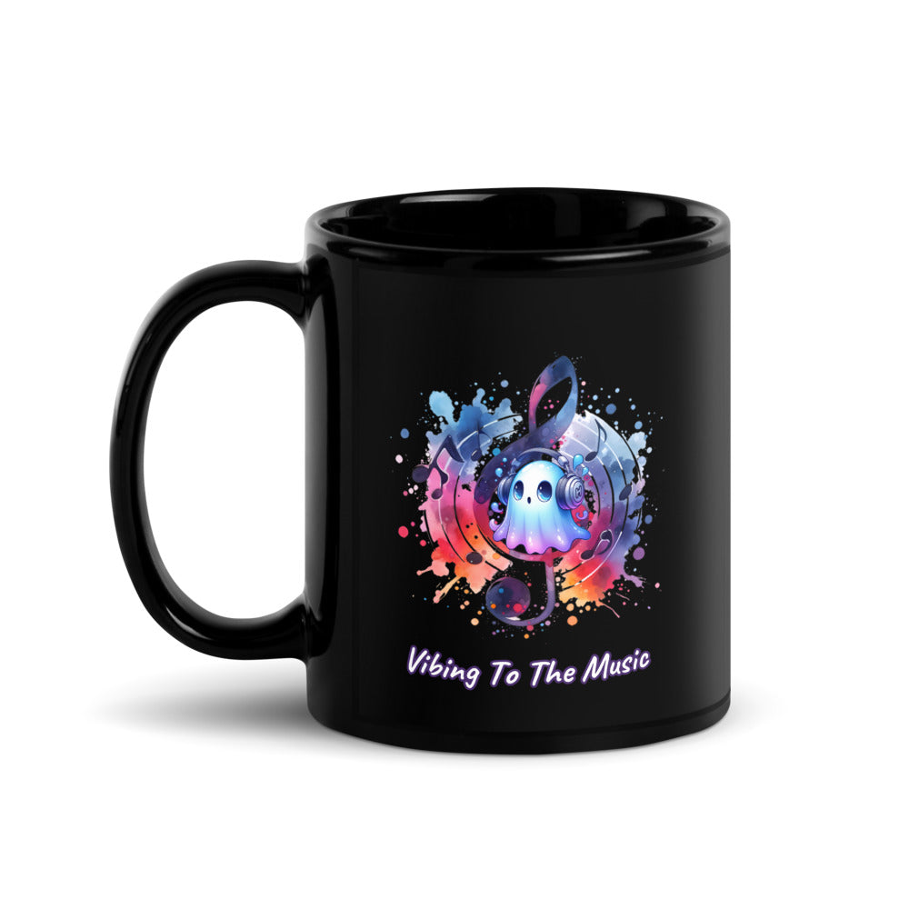 Vibing To The Music | Black Glossy Mug