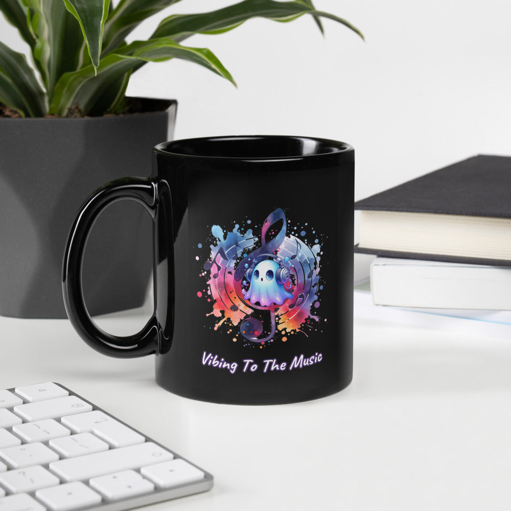 Vibing To The Music | Black Glossy Mug