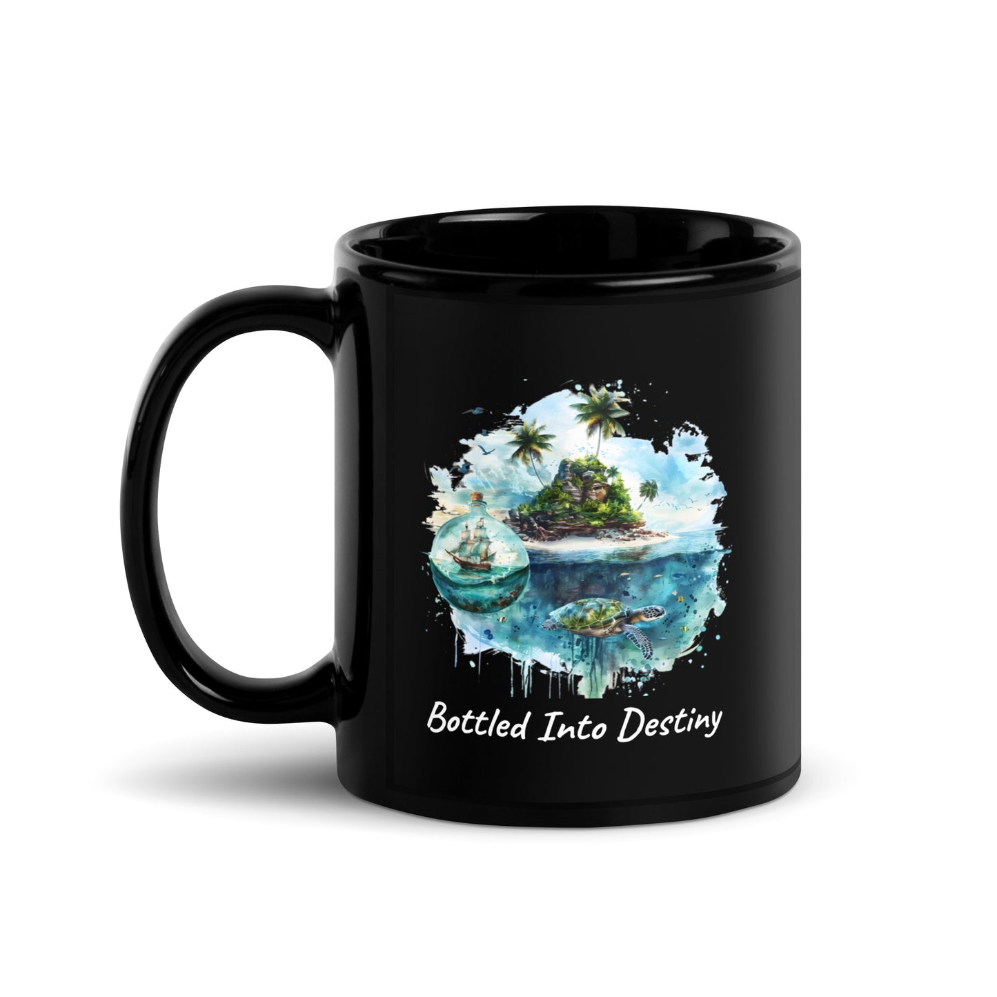 Bottled Into Destiny | Black Glossy Mug