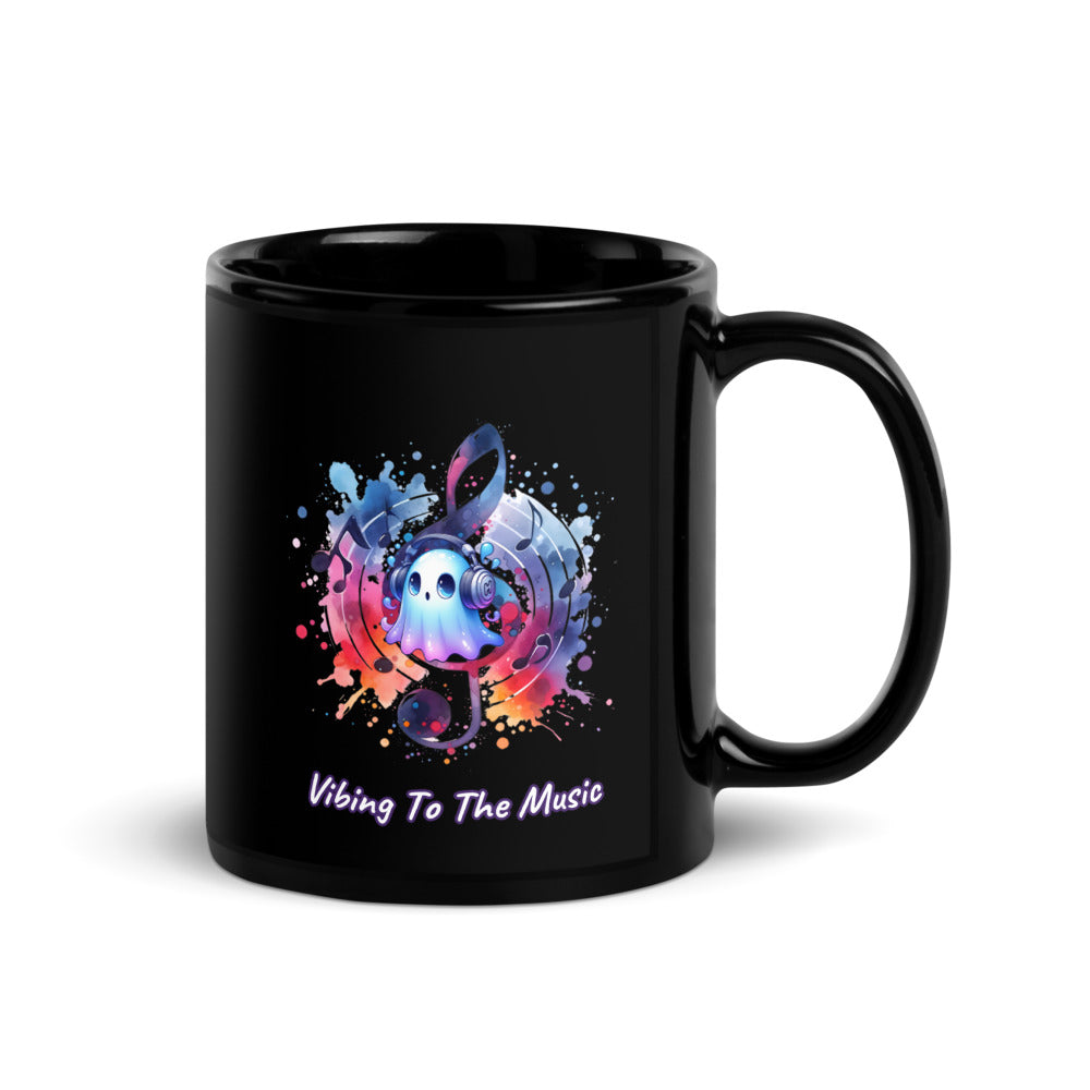Vibing To The Music | Black Glossy Mug