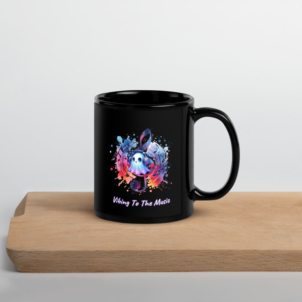 Vibing To The Music | Black Glossy Mug
