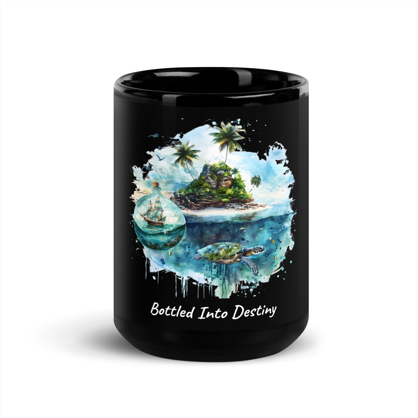 Bottled Into Destiny | Black Glossy Mug