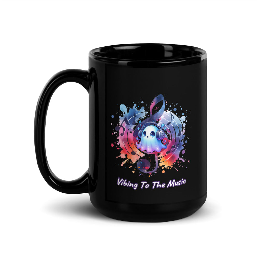 Vibing To The Music | Black Glossy Mug