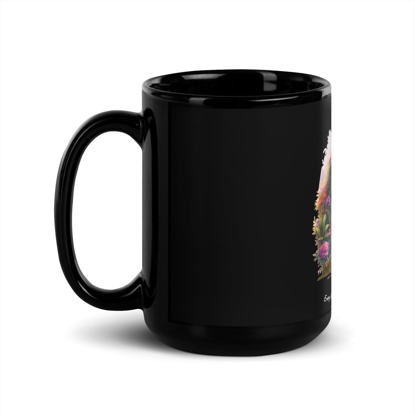 Begins With A Step | Black Glossy Mug