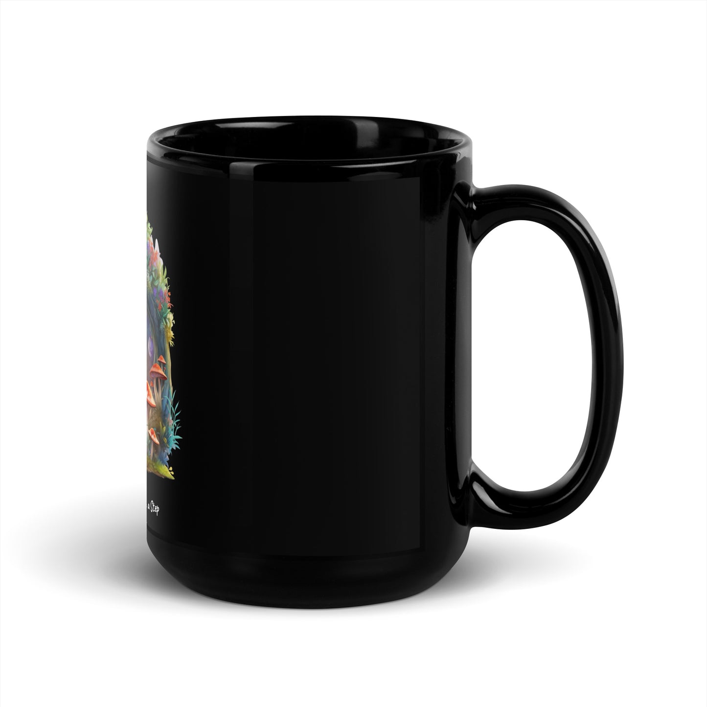 Begins With A Step | Black Glossy Mug