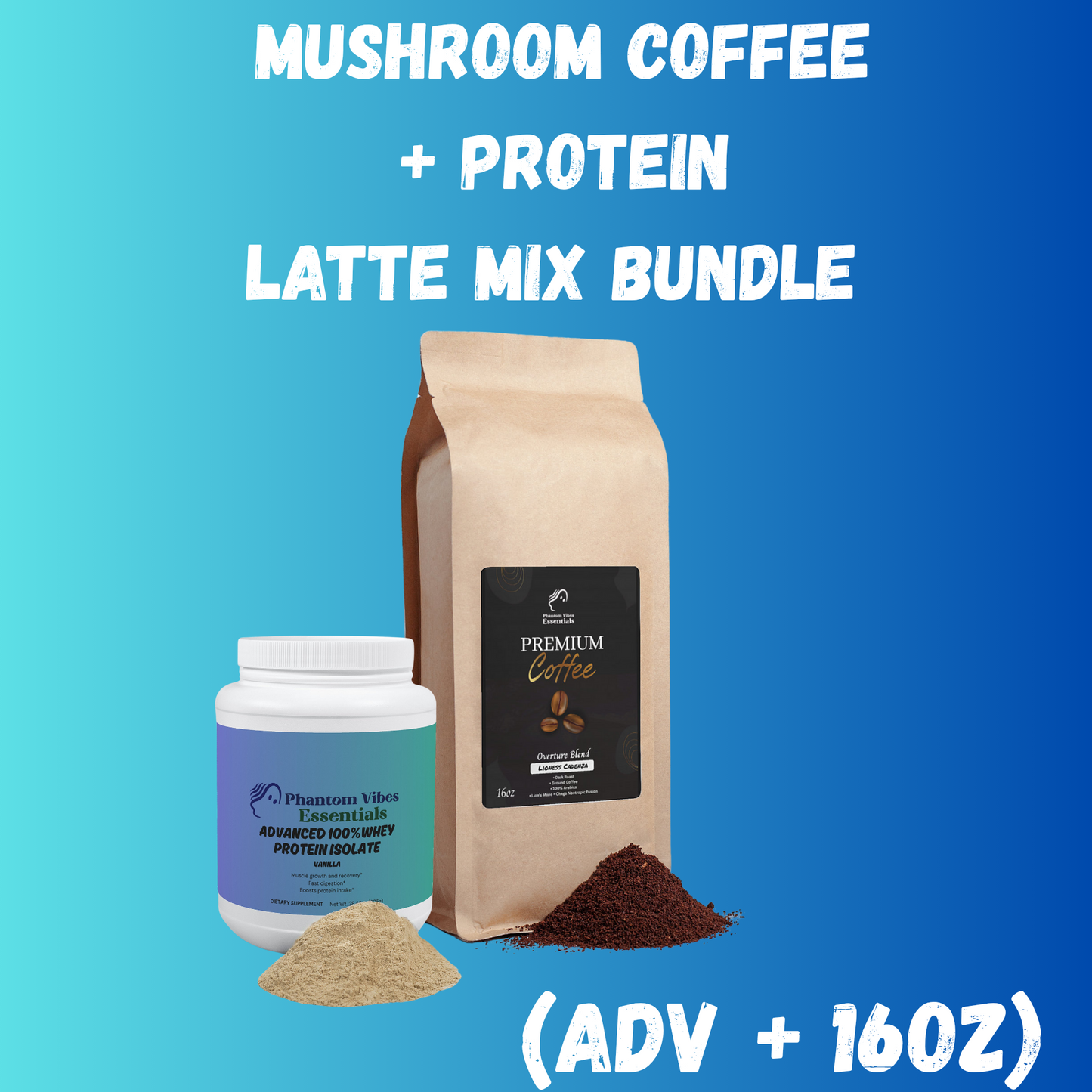 Mushroom Coffee Latte Protein Mix Bundle (Adv + 16oz)