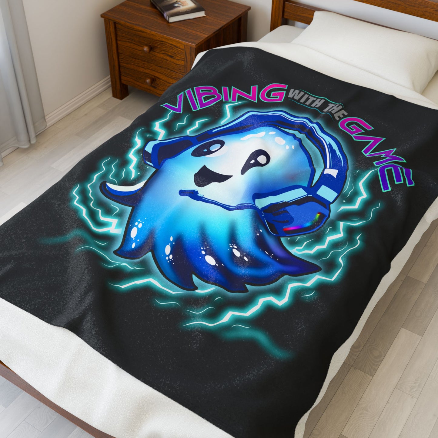 Plush Blanket - Piezo the Ghost Electric Vibes Design