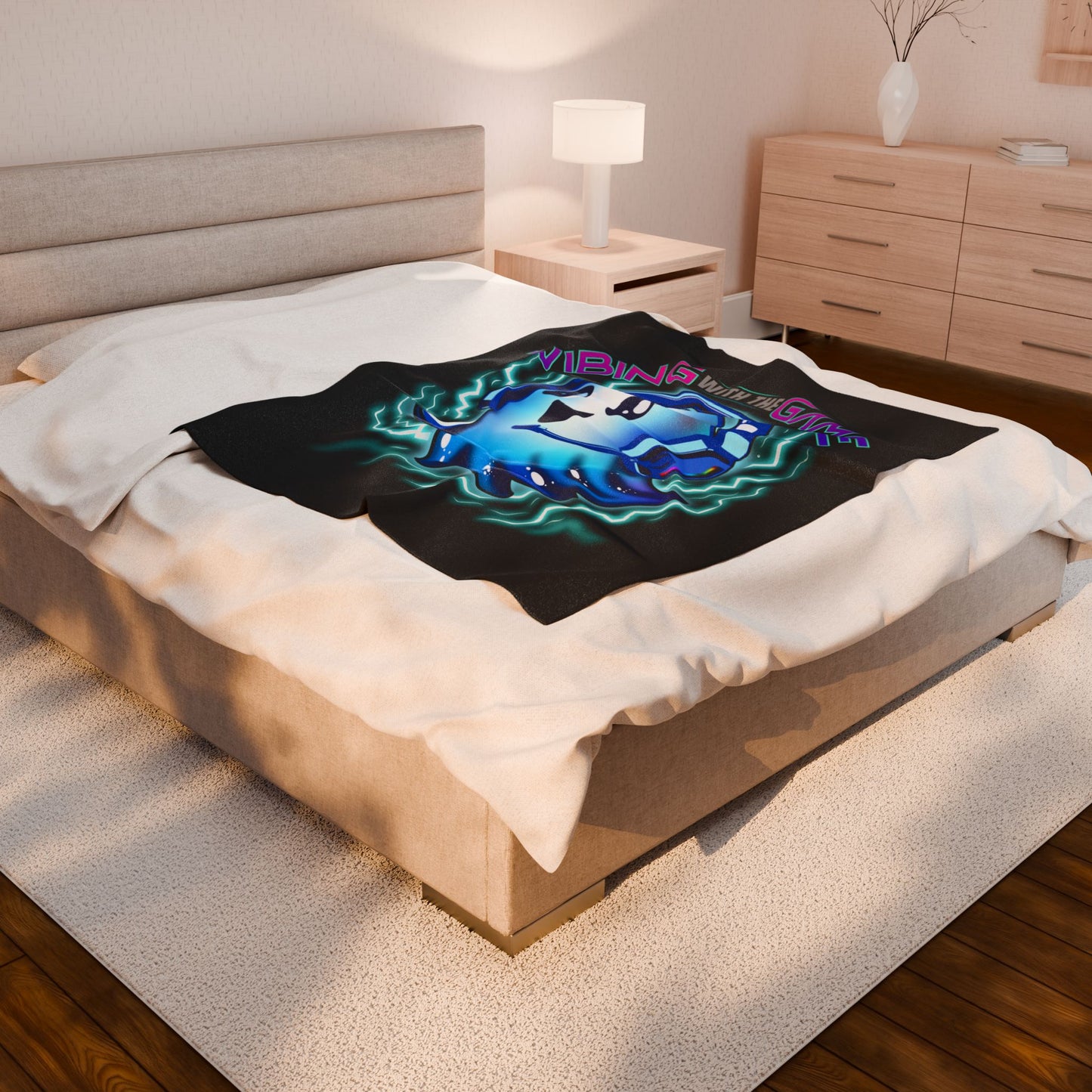 Plush Blanket - Piezo the Ghost Electric Vibes Design
