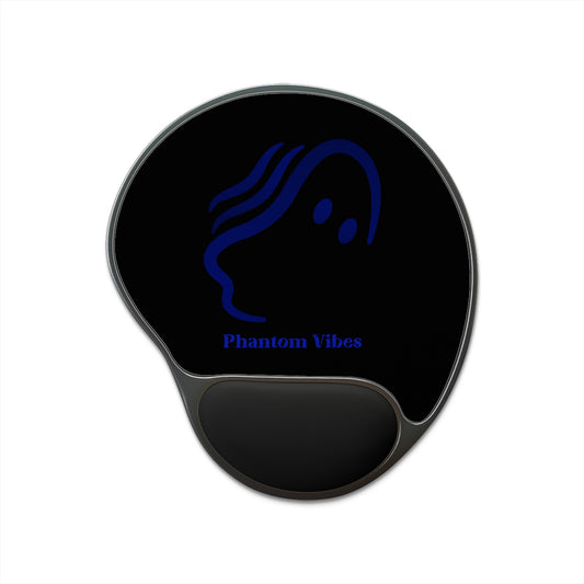 Phantom Vibes Navy Logo Mouse Pad with Wrist Rest - Ergonomic Desk Accessory for Comfort and Style
