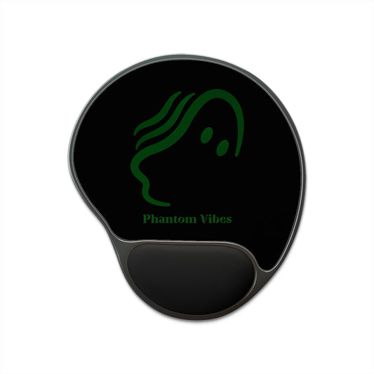 Phantom Vibes Green Logo Mouse Pad with Wrist Rest - Ergonomic Desk Accessory for Comfort and Style