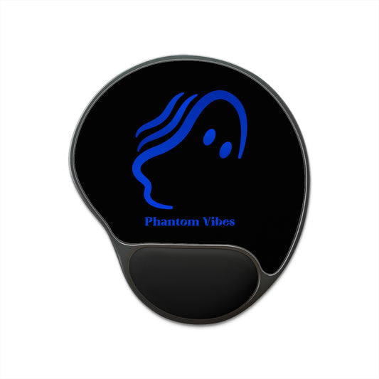 Phantom Vibes Light Blue Logo Mouse Pad with Wrist Rest - Ergonomic Desk Accessory for Comfort and Style