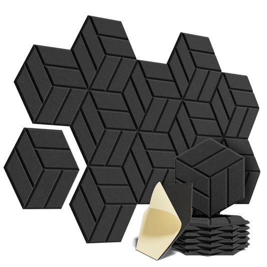12 pack Sound Proof Foam Panels, 12"X 12"X 0.4",Acoustic Panels Self-Adhesive,Soundproof Wall Panels High Density,Acoustic Panels Sound Absorbing for Wall Decoration and Acoustic Treatment-Black-12p