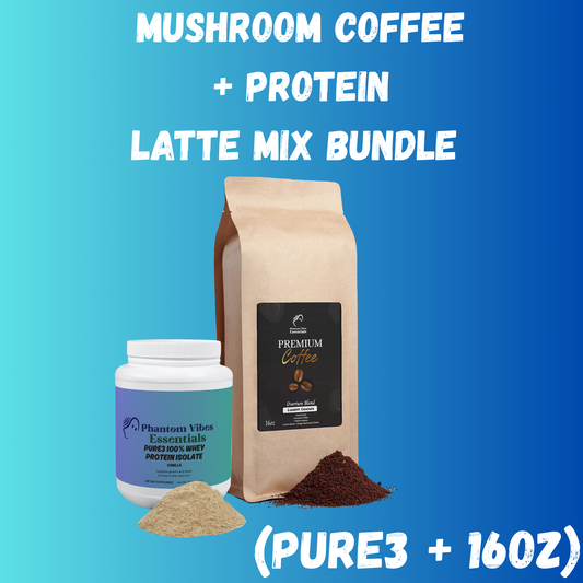 Mushroom Coffee + Protein Latte Mix Bundle (Pure3 + 16oz)