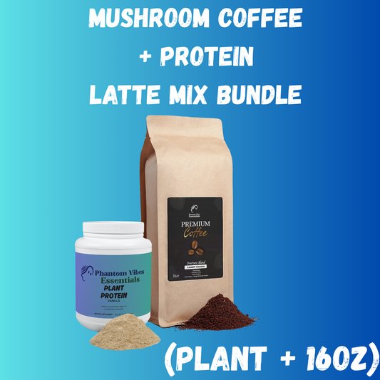 Mushroom Coffee + Protein Latte Mix Bundle (Plant + 16oz)